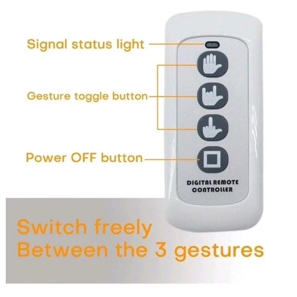 Hand Gesture Amber LED Light, Remote Control For Car, Truck, Auto Window - New